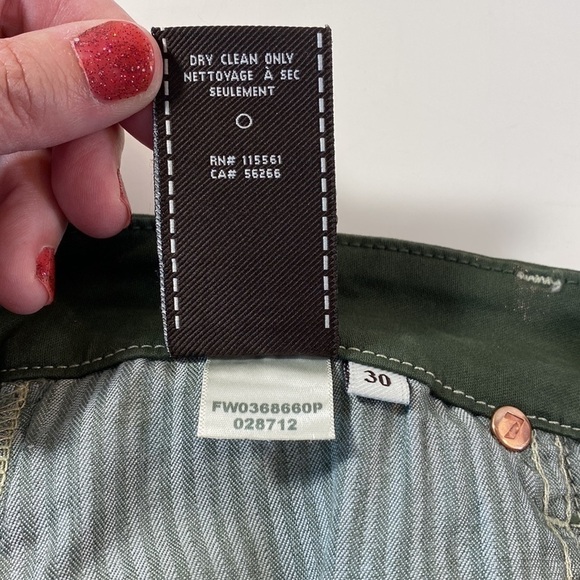 7 For All Mankind Green‎ Gold Paisley Skinny Jeans Size 30 - Picture 7 of 10